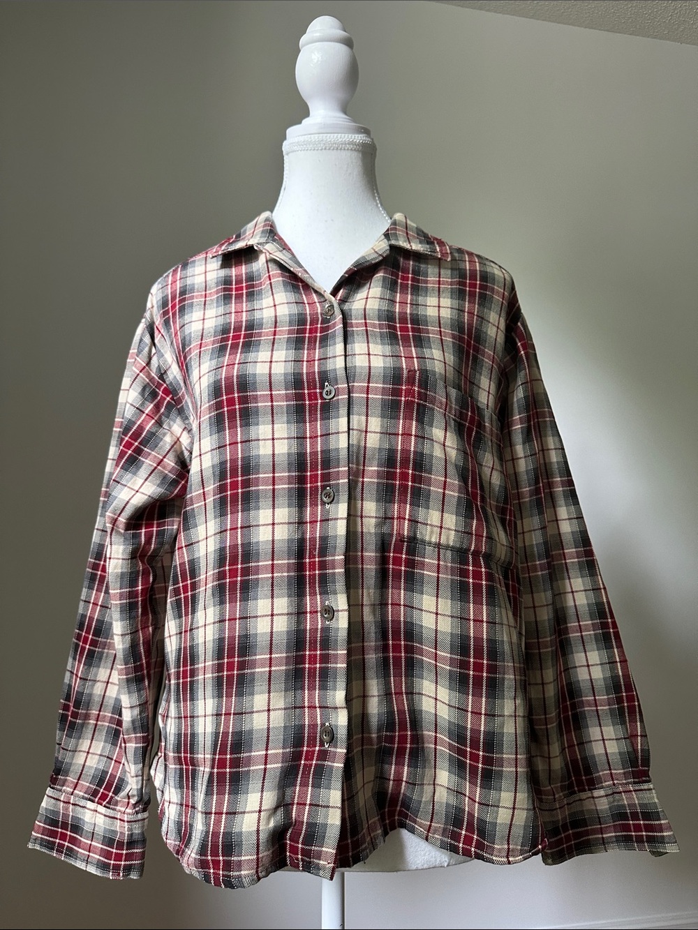 WOOLRICH 100% Cotton Red Plaid Western Cabin Oversized Button Down Medium